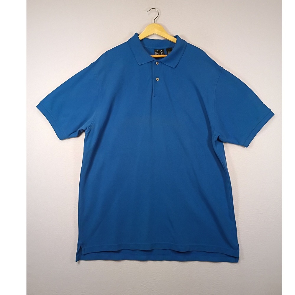 Classic Preppy Jos A Bank Mens XXL Blue Short Sleeve Traveler Pique Polo Shirt
